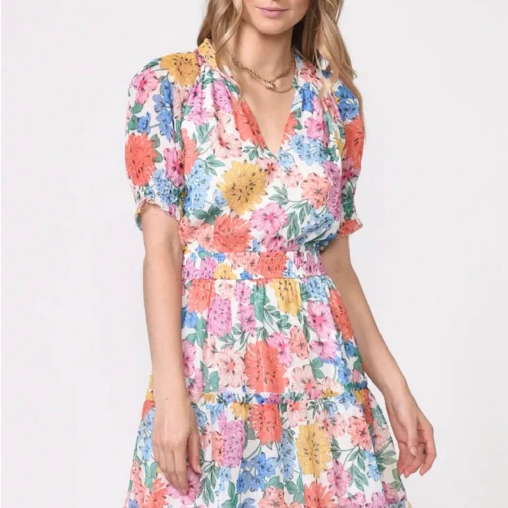 Adelyn Rae Colorful Floral Midi Dress